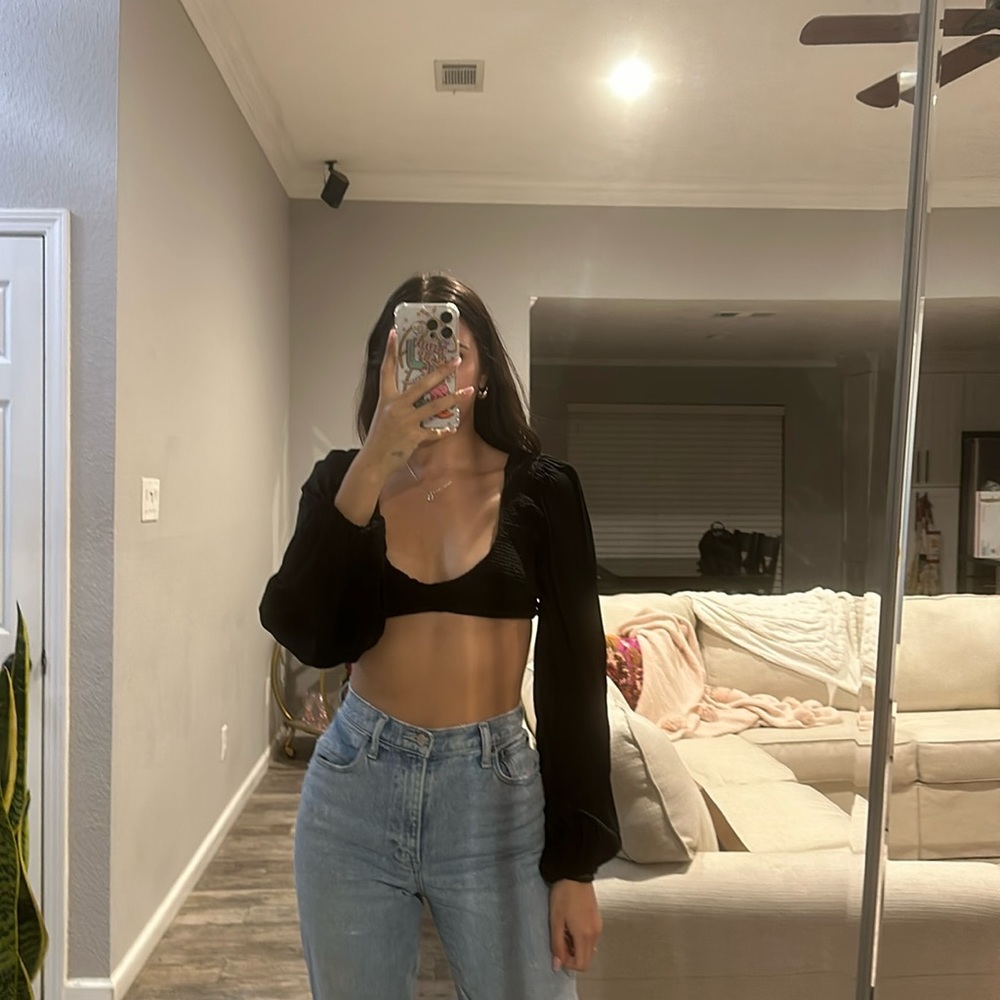 Millennial pink ballon sleeve top
